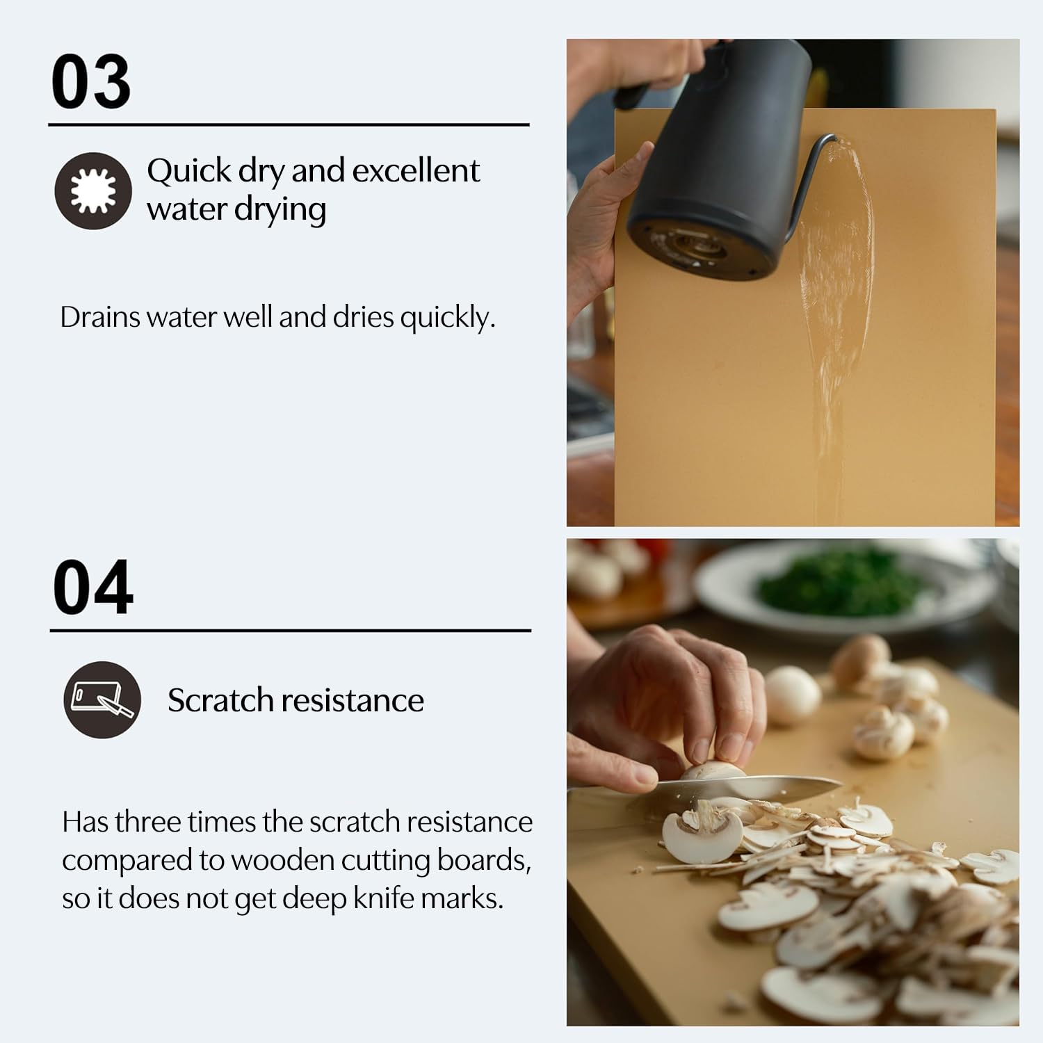 Asahi Cookin Cut board proudly made in Japan, signaling quality materials.