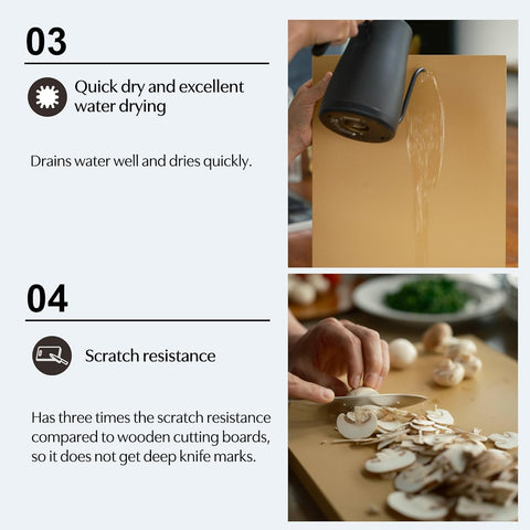 Asahi Cookin Cut board proudly made in Japan, signaling quality materials.