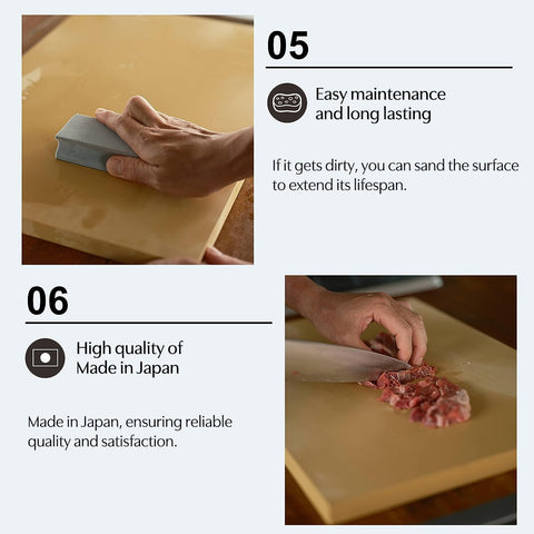 Asahi Cookin Cut board used for meat prep with knife ready