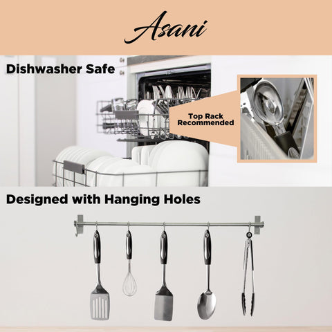 Asani stainless steel with black accents adds modern kitchen style