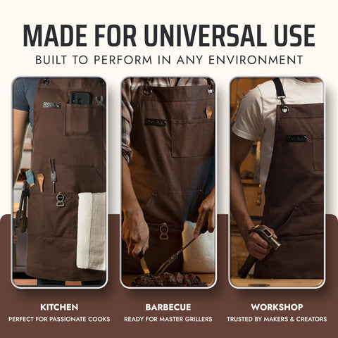 Asaya Chef apron 10oz canvas for rugged, long-lasting use.