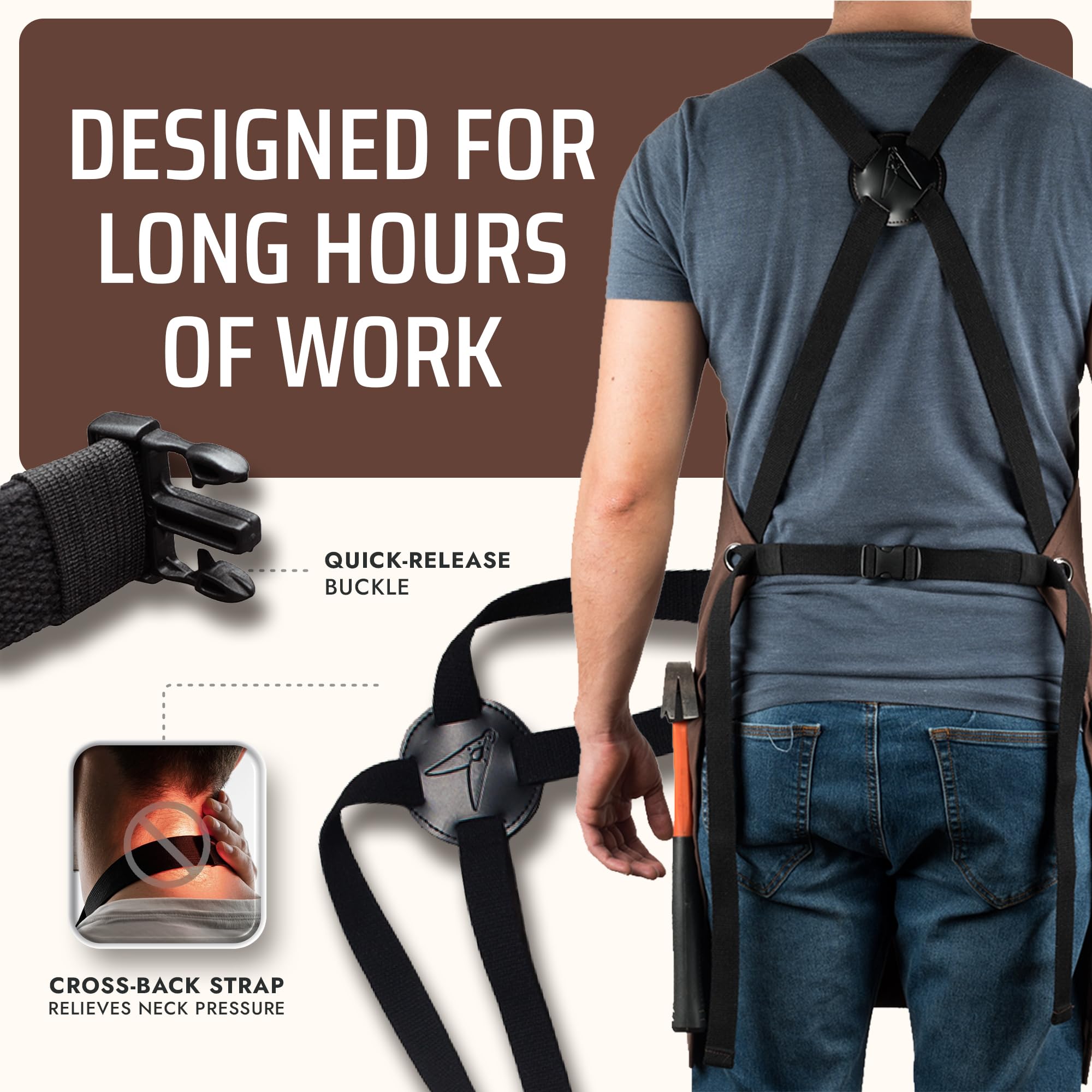Asaya Chef apron pen slot keeps notes and timers handy.