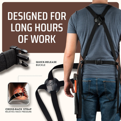 Asaya Chef apron pen slot keeps notes and timers handy.