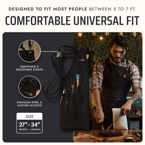 Asaya Chef apron stainless hardware detail for durable wear