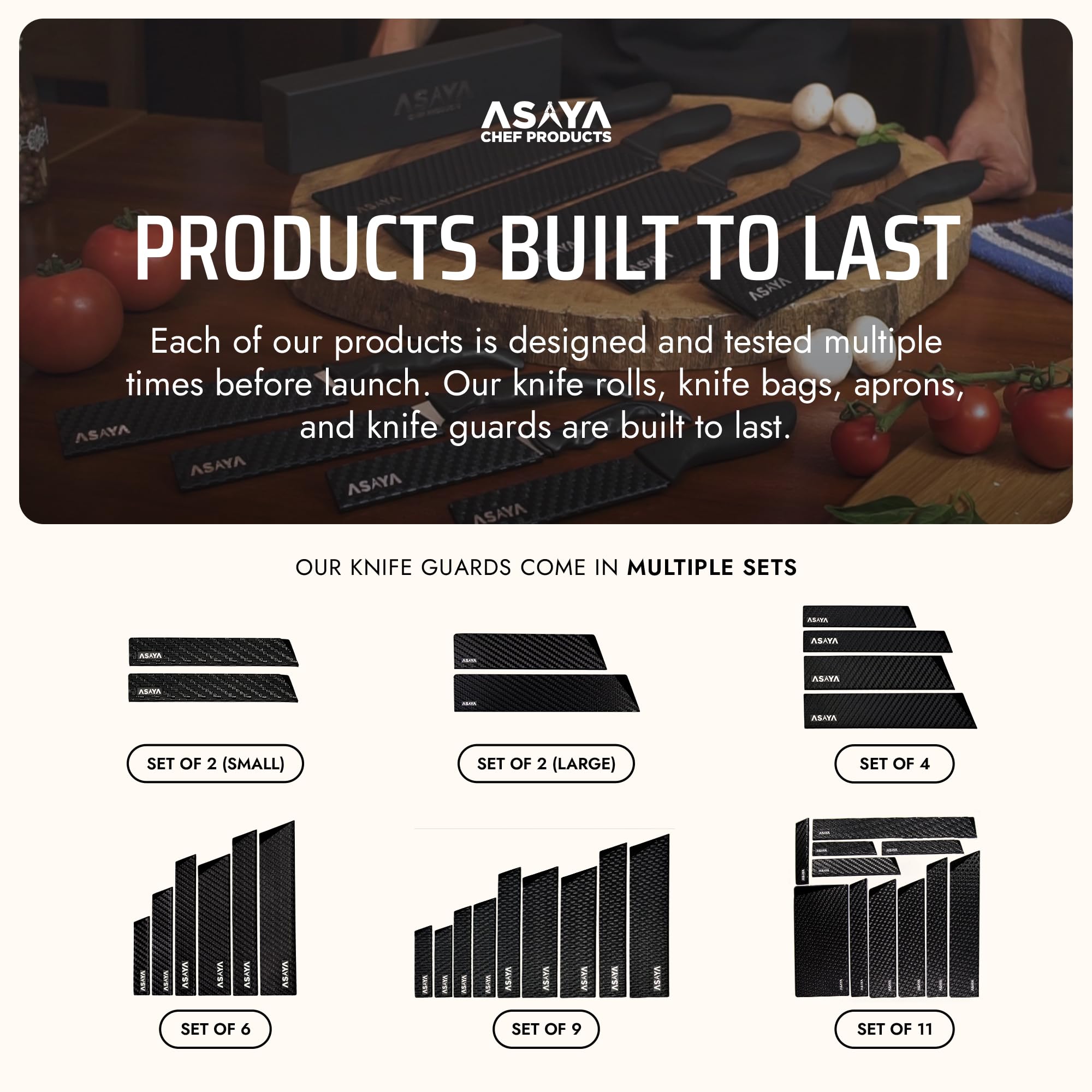Asaya knife guards are food safe and non-toxic for everyday kitchen use.