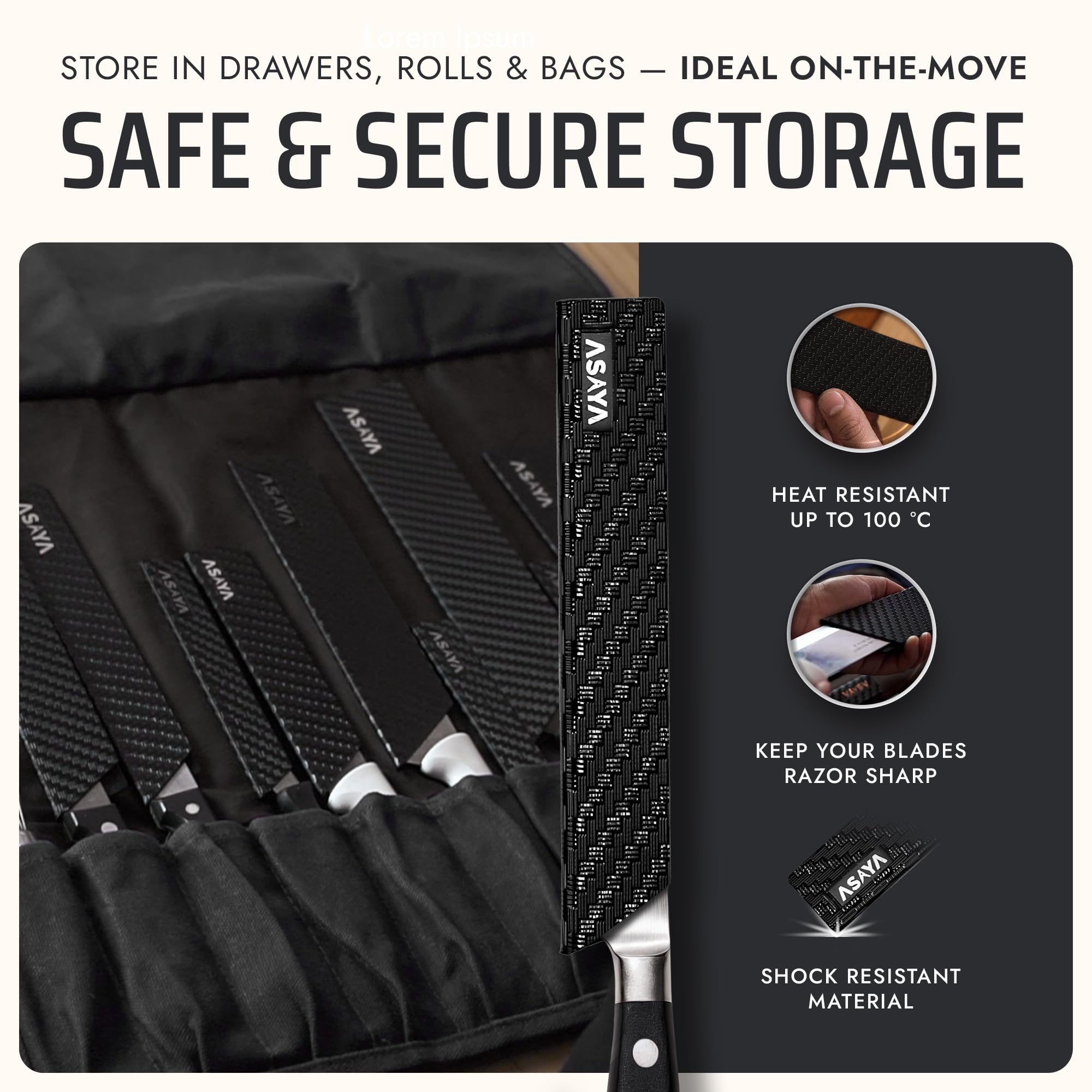 Asaya edge guard textured grip helps prevent slipping when inserting blades.