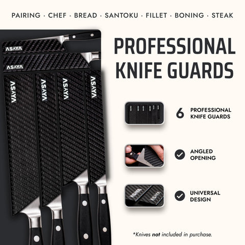 Asaya knife edge guard universal design fits angled or straight handles securely.