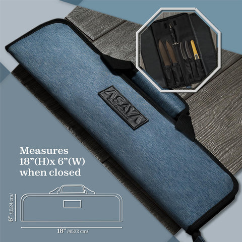 Asaya Knife Roll Bag durable nylon material for long lasting use.