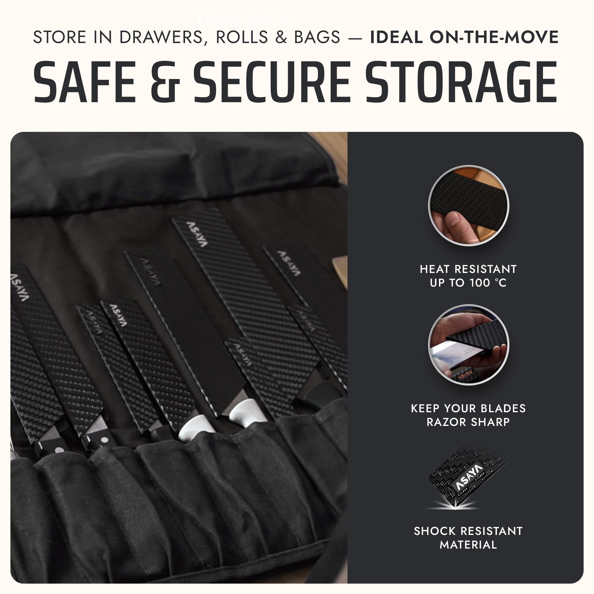 Asaya knife-edge-guard demonstrating angled opening for slanted handles