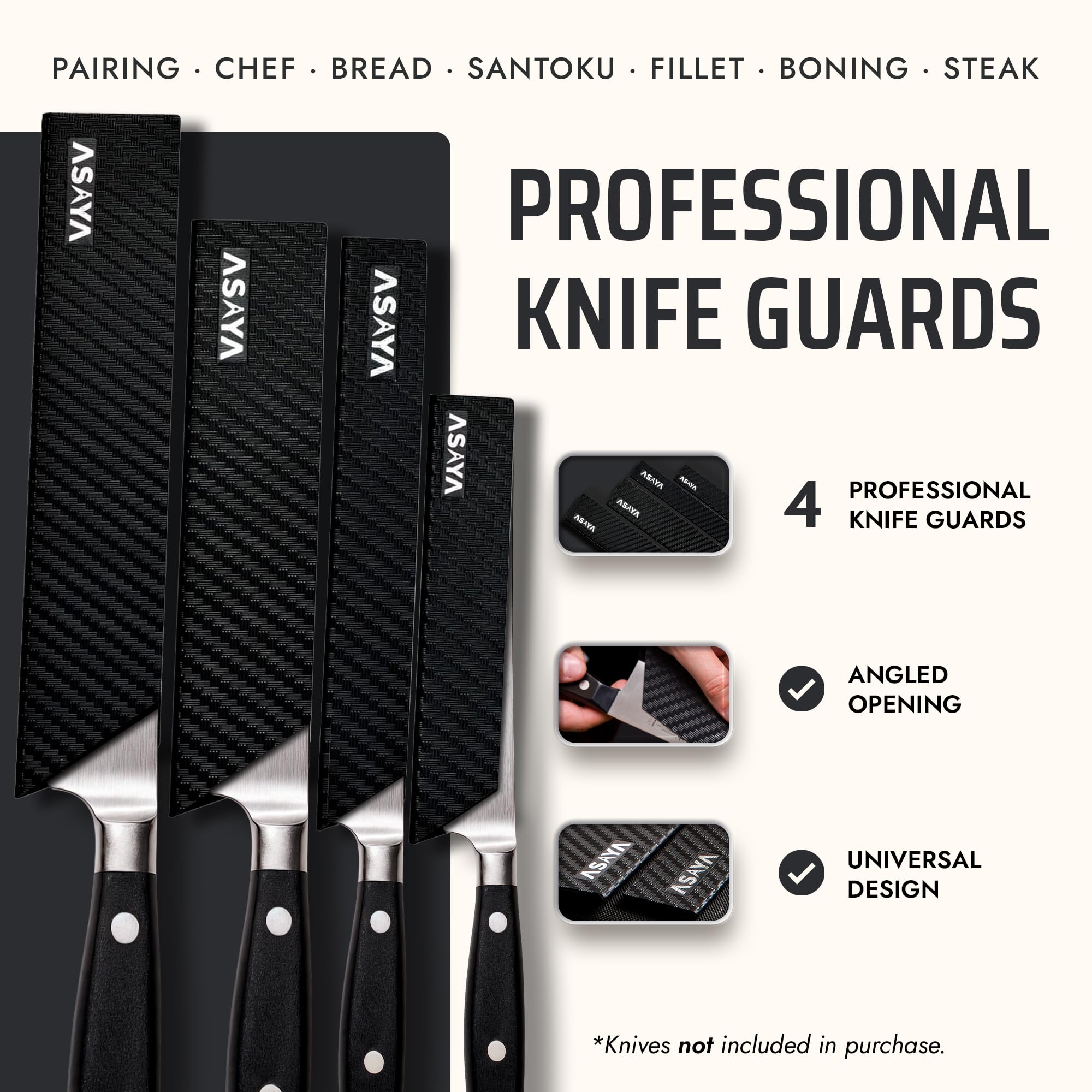 Asaya knife-edge guard for santoku knife highlighting a snug fit