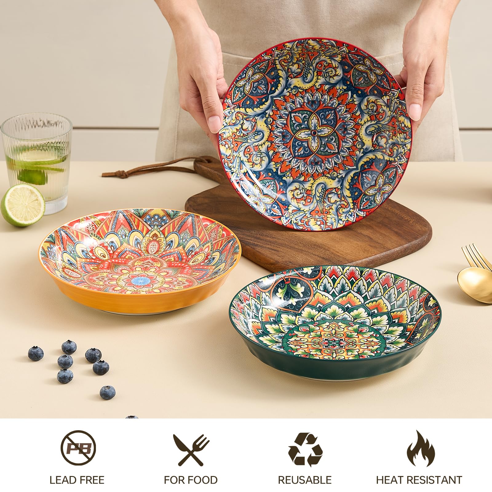 ASBEFORE 32oz serving bowls suitable for hearty portions and family sharing.