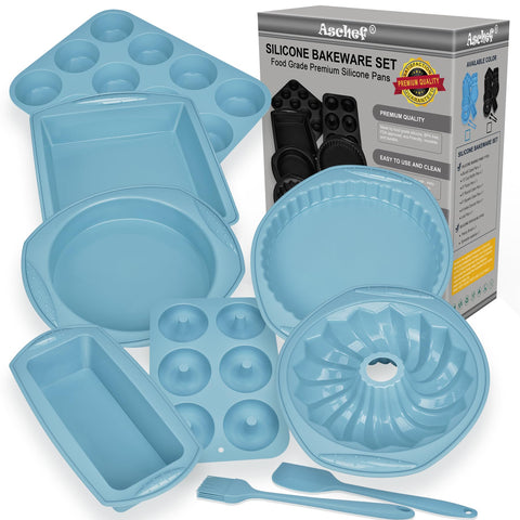 Aschef 9in1 silicone baking tray set with nonstick surface for easy release