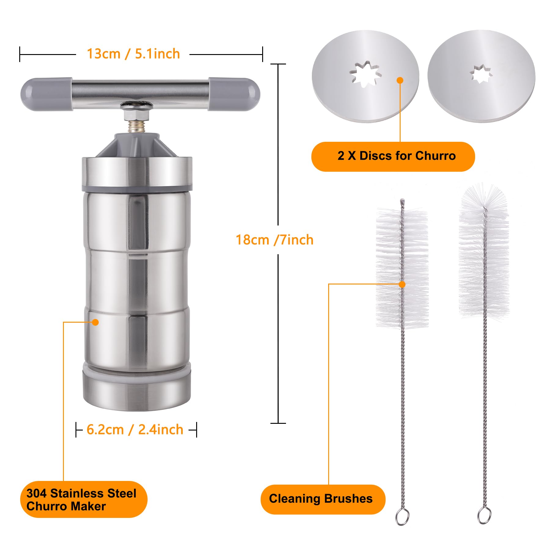 Aschef churro maker detachable parts for quick cleaning and reuse