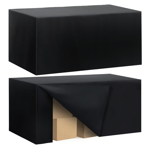 Ascoza 2-pack fitted tablecloth on a 6ft table provides a clean, professional black finish.