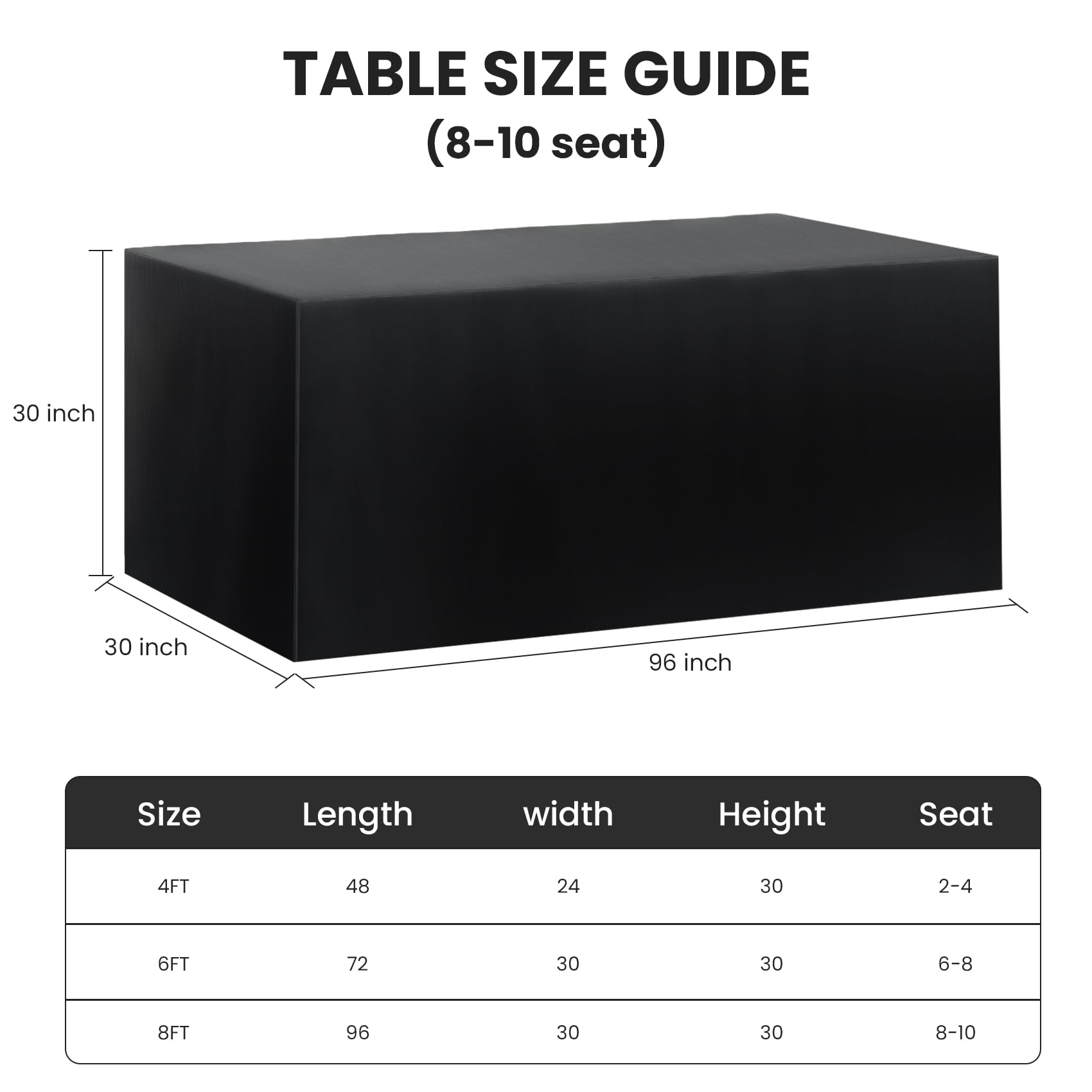 Ascoza 8ft rectangle tablecloth in waterproof fabric for spill protection