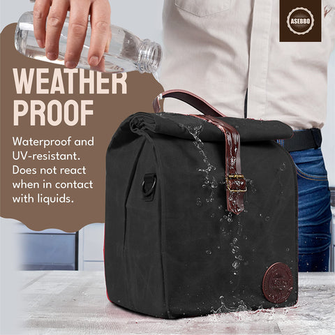 ASEBBO leather buckle closure keeps contents secure during travel