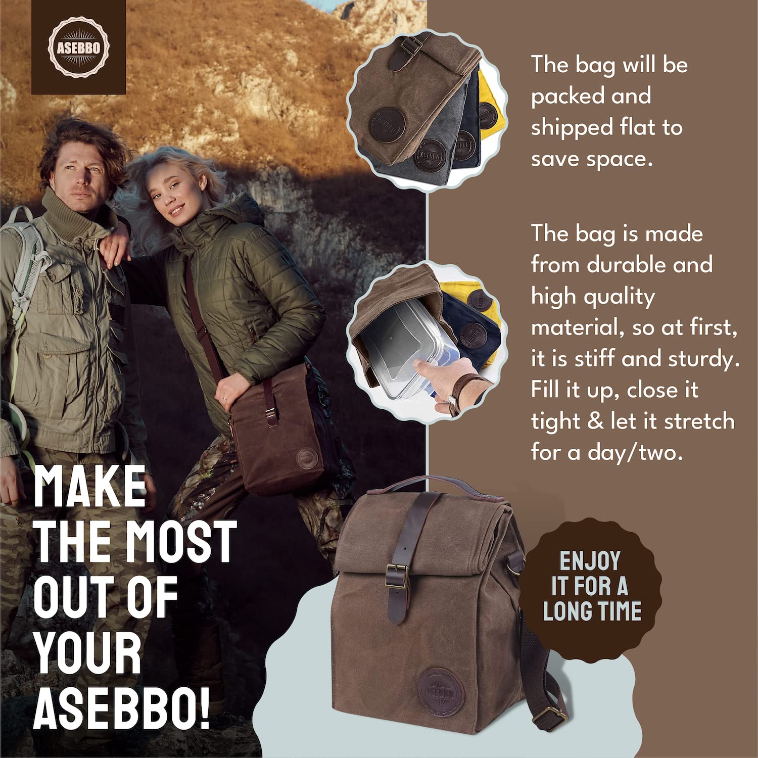 ASEBBO lunch bag easy to clean and spill-proof after busy days