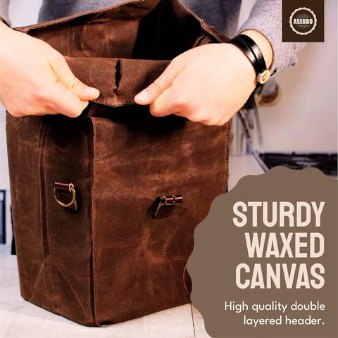 ASEBBO lunch bag leather buckle adds secure closure and style