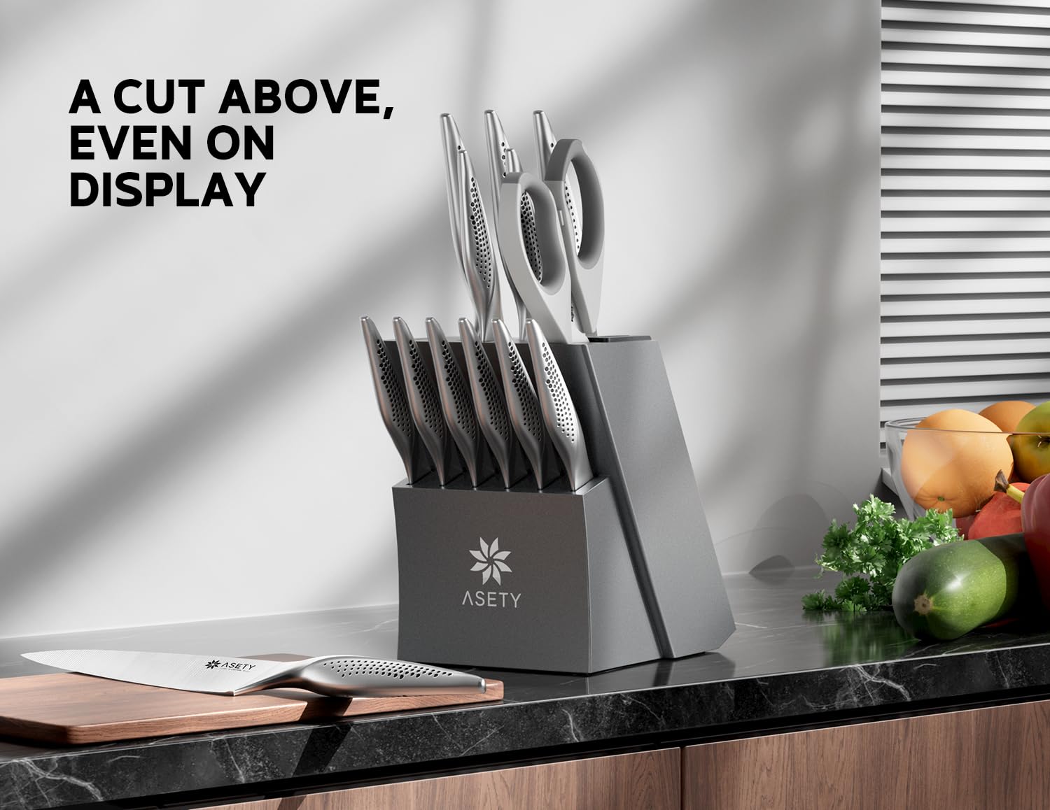 ASETY 4-5-inch Steak Knives deliver clean cuts.