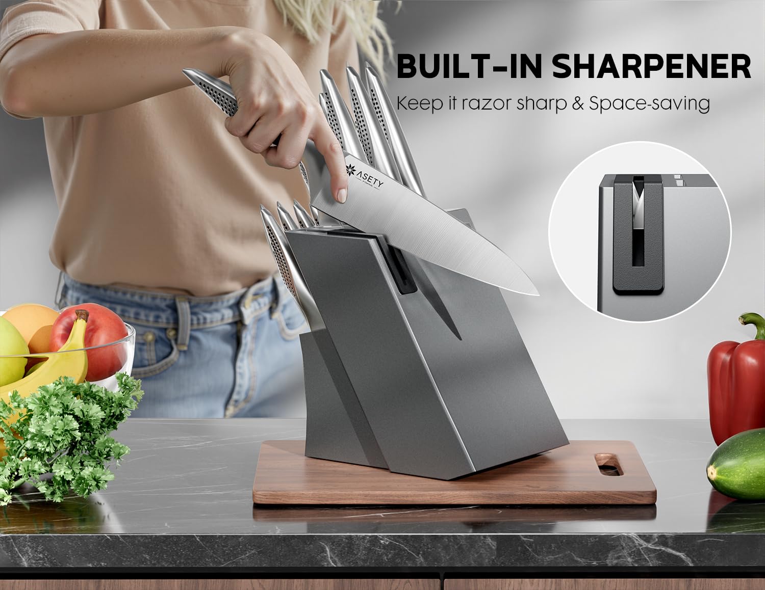 ASETY 7-inch Santoku Knife shines for versatile meal prep.