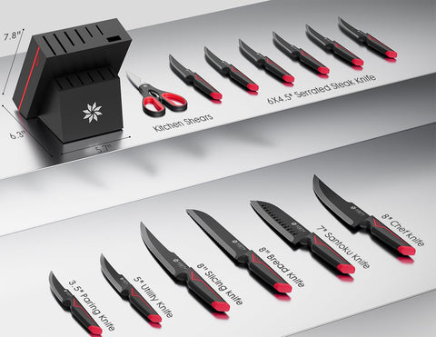 ASETY knife block with built-in sharpener showing easy edge maintenance at hand