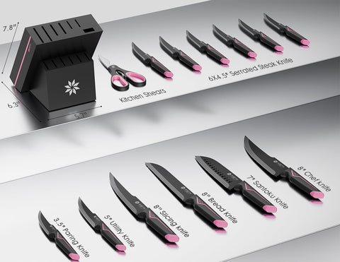ASETY built-in sharpener block maintains blade sharpness for clean slices.