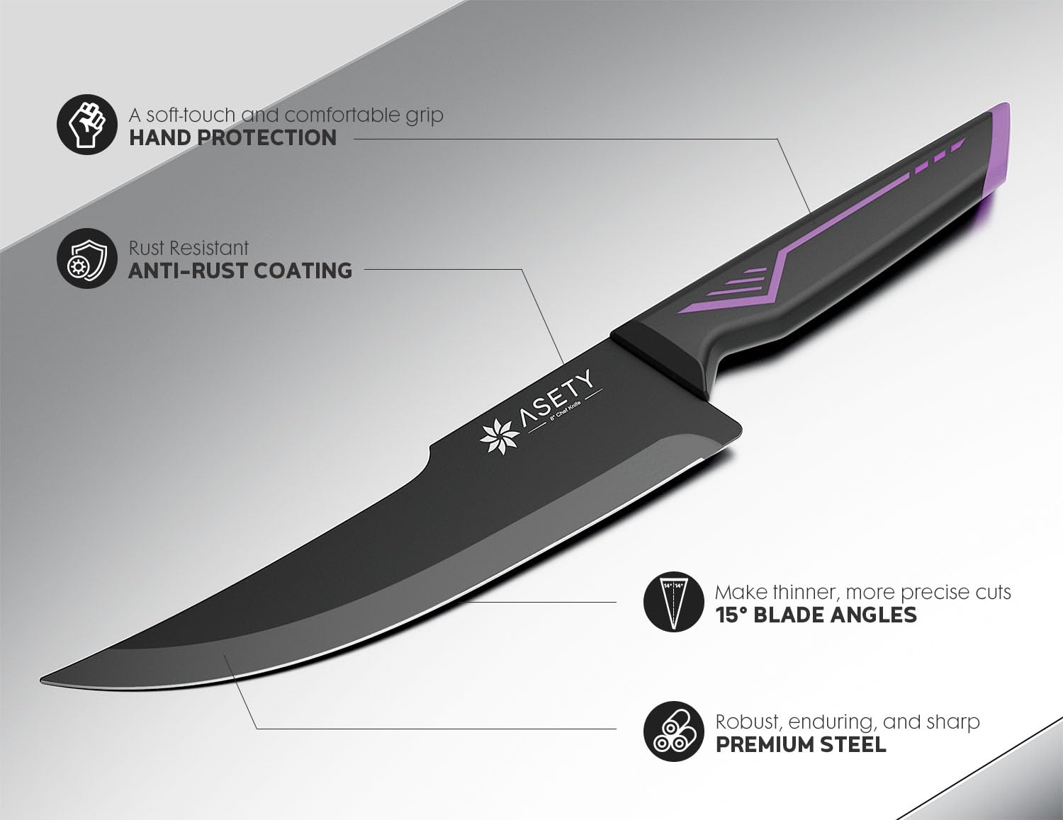ASETY knife set elegant box presentation suitable for gifting