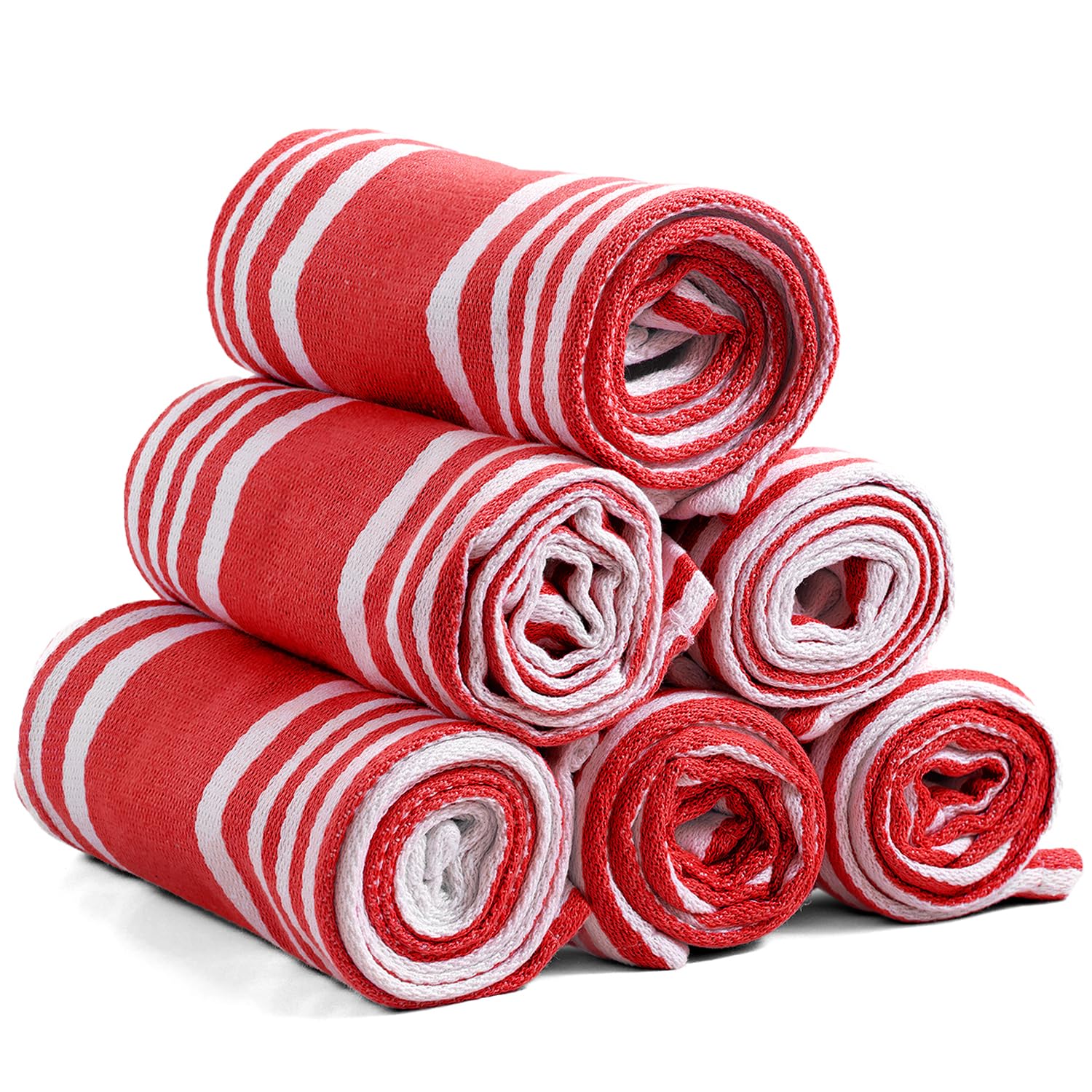 Ashton Sheets American Stripe towel drying dishes with high absorbency