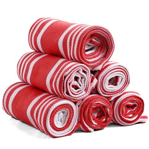 Ashton Sheets American Stripe towel drying dishes with high absorbency