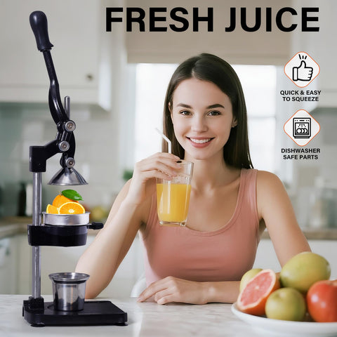 ASIALEO orange juice dispensing action captures fresh juice quickly.