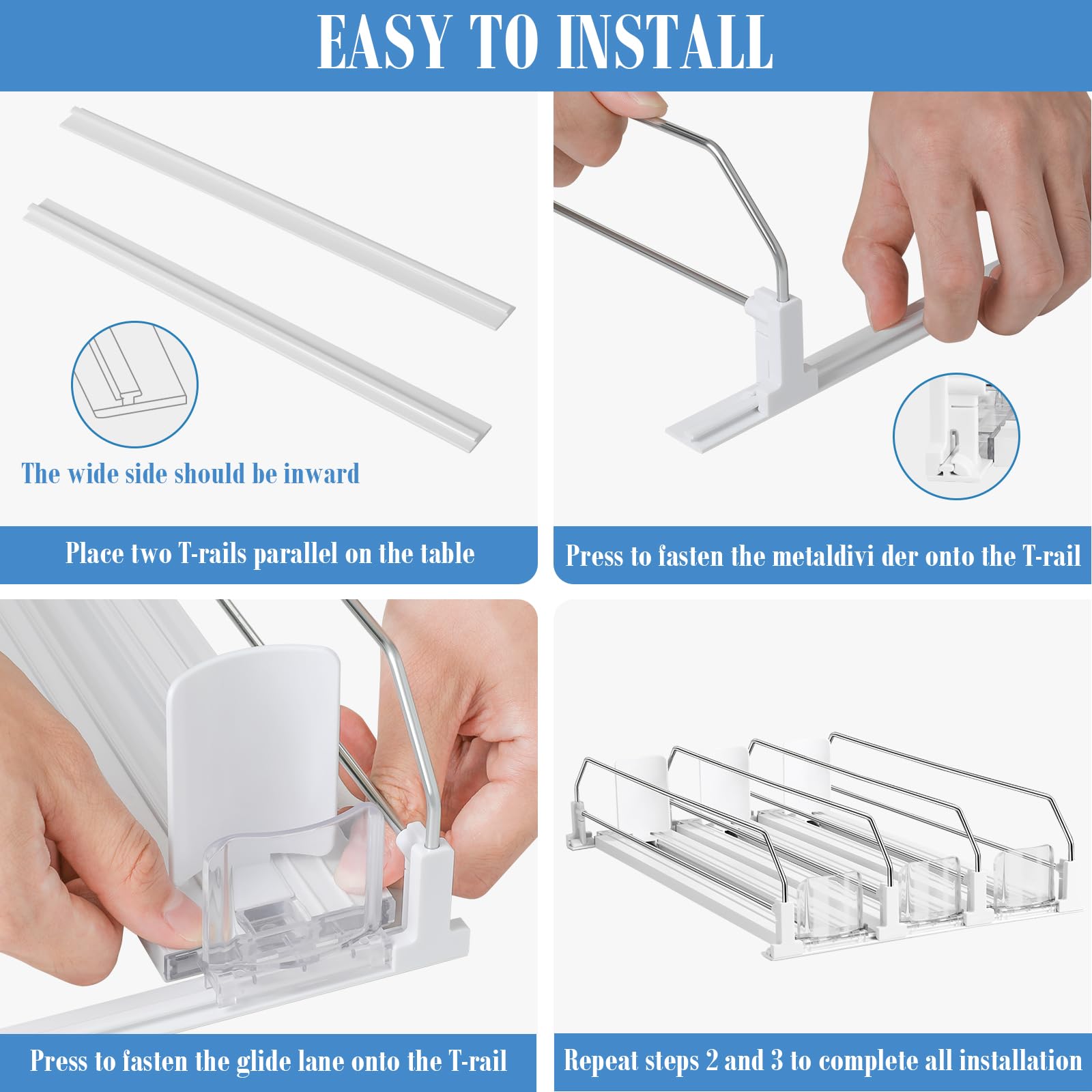 Asika fridge rack with adjustable width fitting multiple bottle sizes