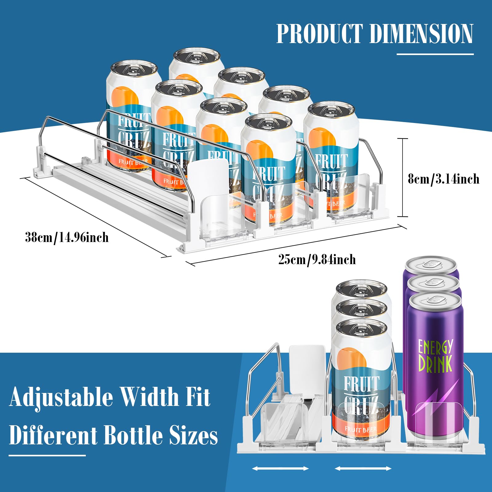 Asika soda can dispenser with push-glide for easy front-forward access