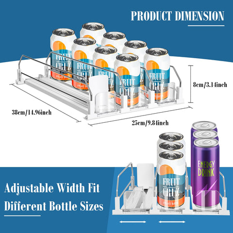 Asika soda can dispenser with push-glide for easy front-forward access