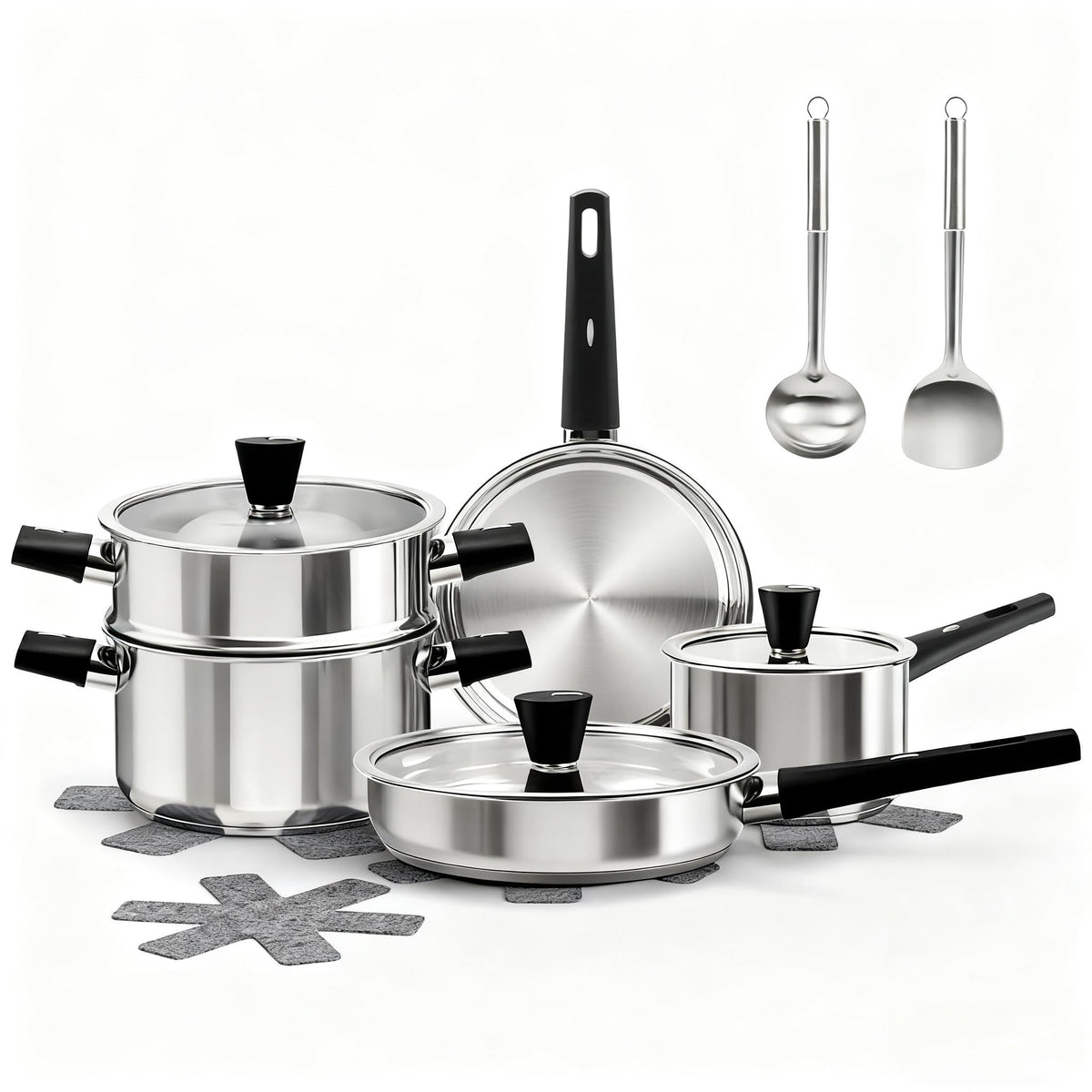 ASKSCICI stainless steel cookware set assembly for efficient everyday cooking