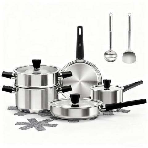ASKSCICI stainless steel cookware set assembly for efficient everyday cooking