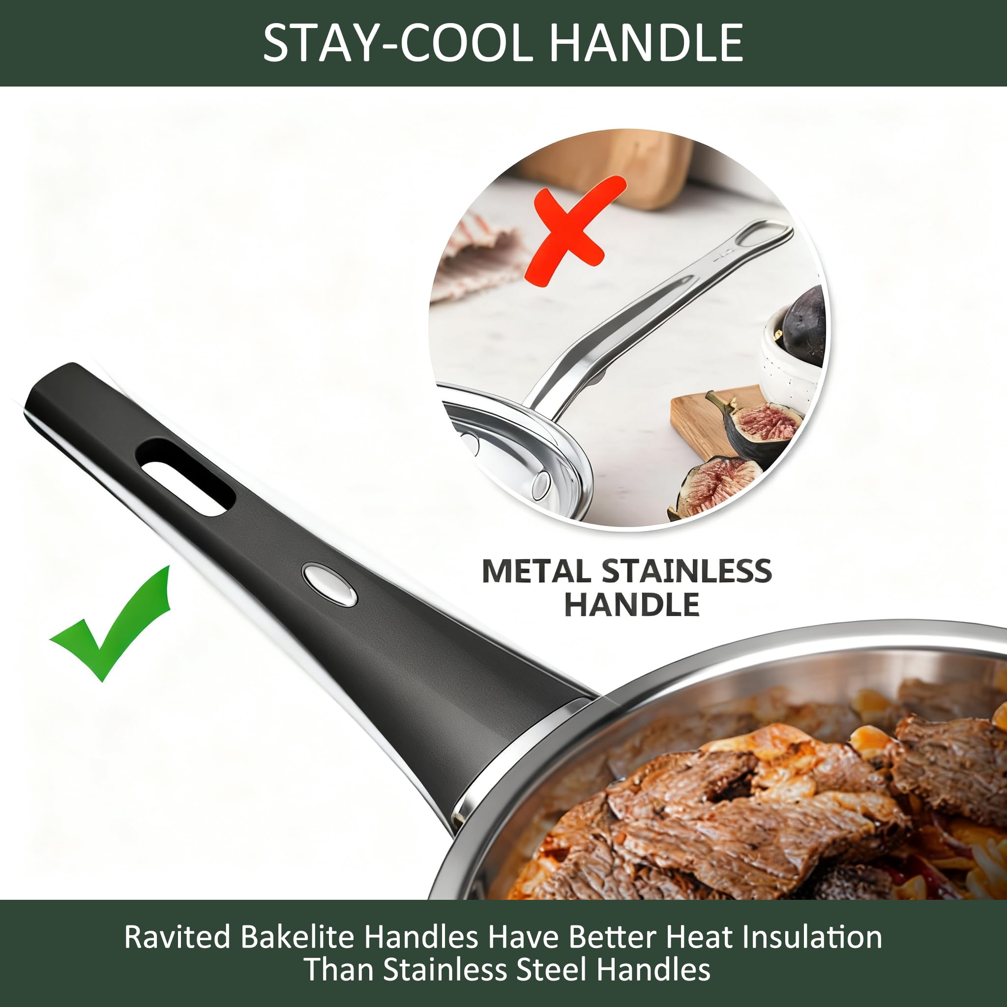 ASKSCICI stay cool bakelite handles stay comfortable while cooking