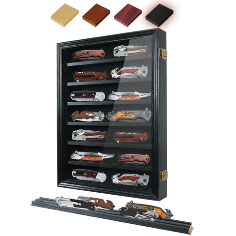 ASmileIndeep pocket knife display case with 7 rows for organized collection