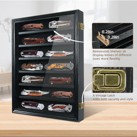 ASmileIndeep wall-mount knife cabinet with shelves for neat blade display