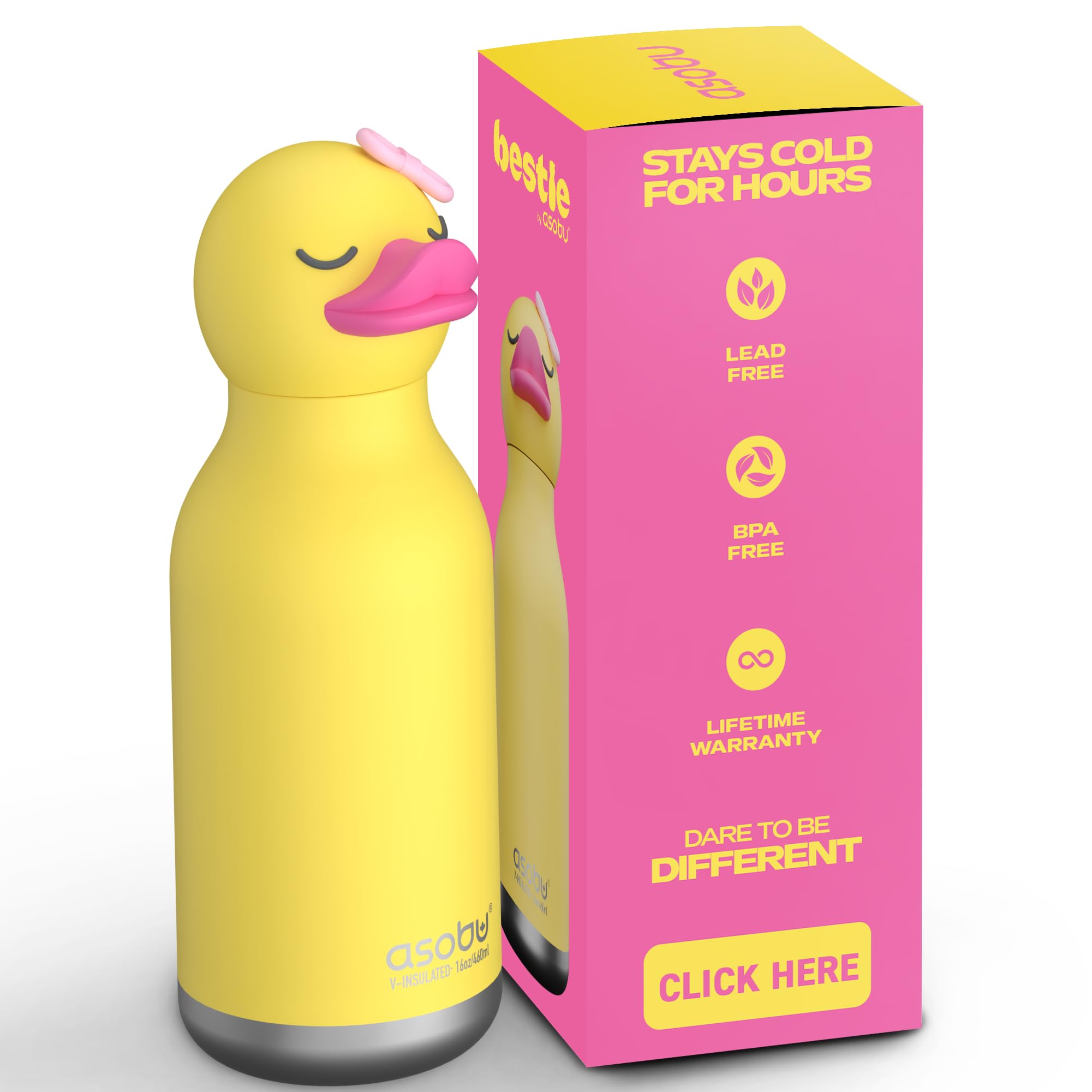 asobu Bestie Bottle with duck head detachable design adds playful appeal while promoting hydration
