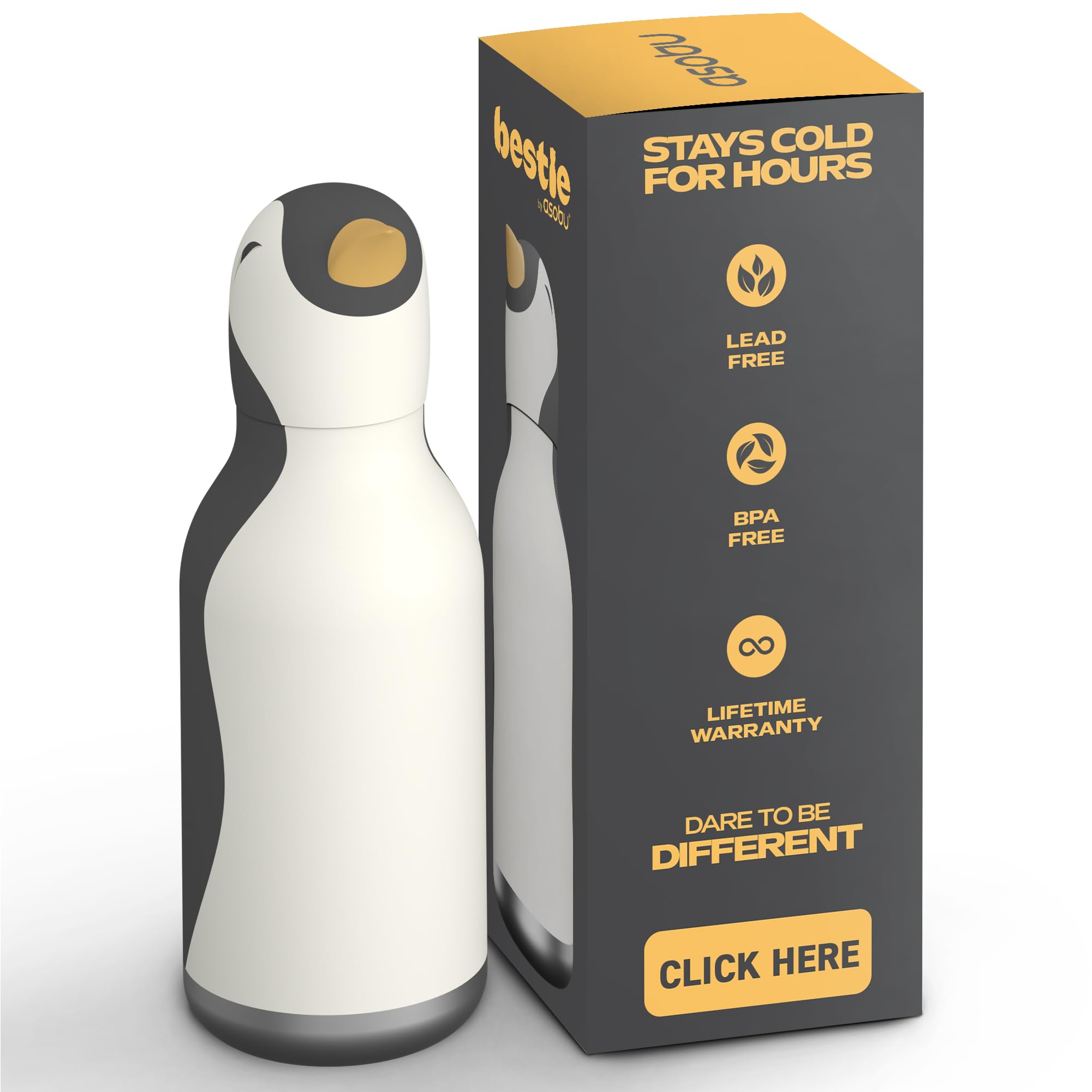 Asobu Bestie Penguin Head bottle with charming penguin design for kid-friendly hydration