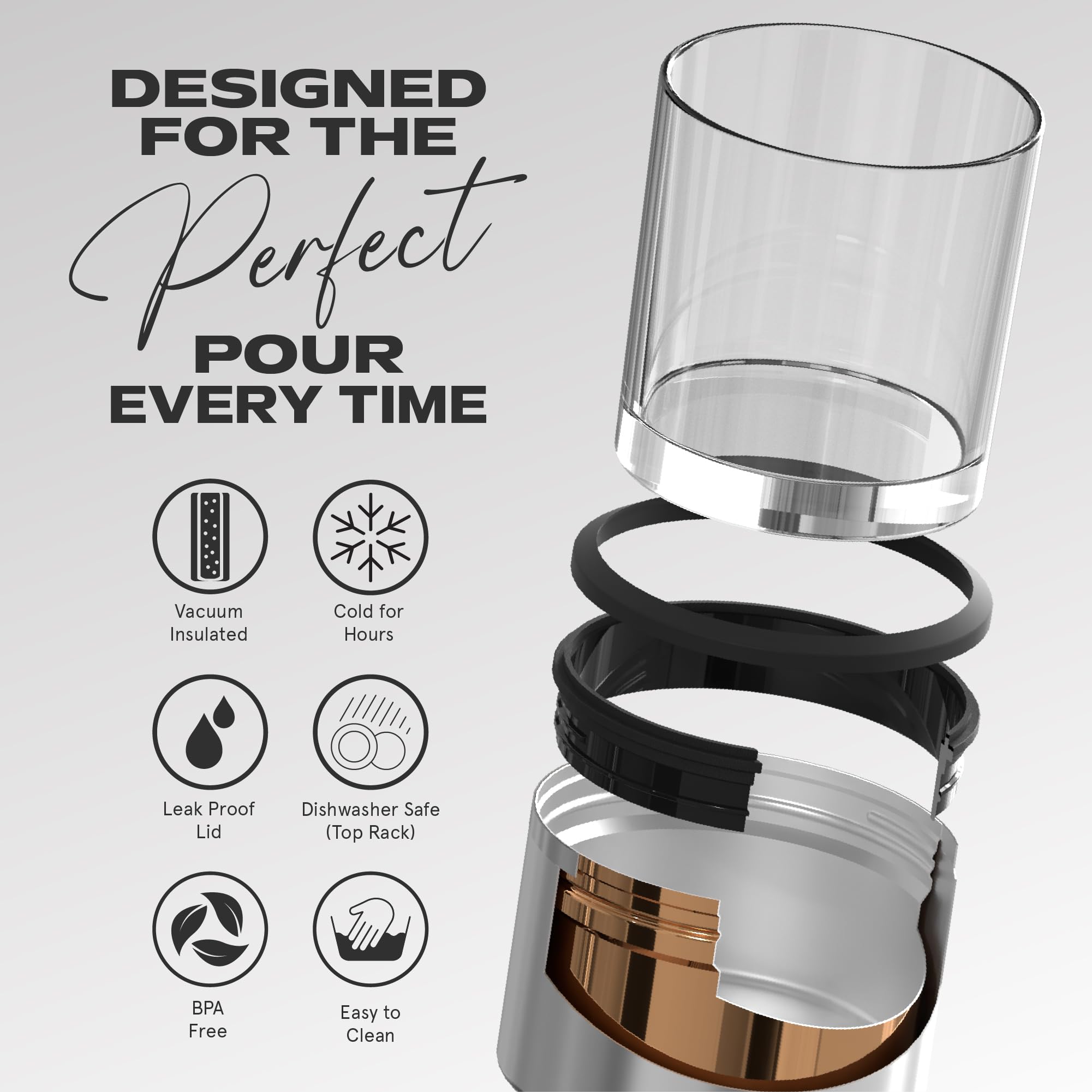 asobu double-walled whiskey glass preserves chill without warming hands