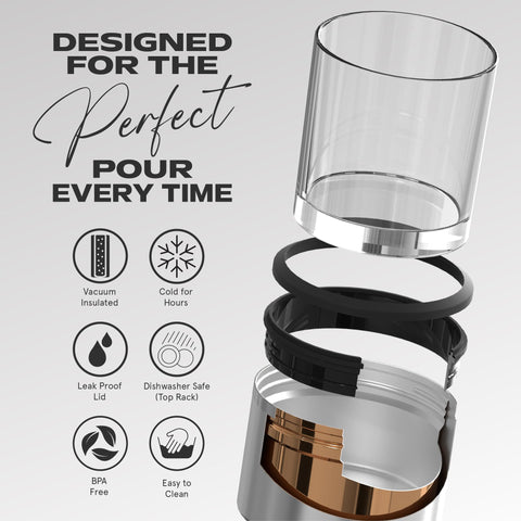 asobu double-walled whiskey glass preserves chill without warming hands