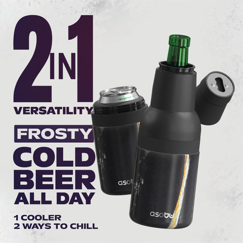 Asobu Frosty Beer Holder 2 Go built-in opener adds convenience at parties and picnics.