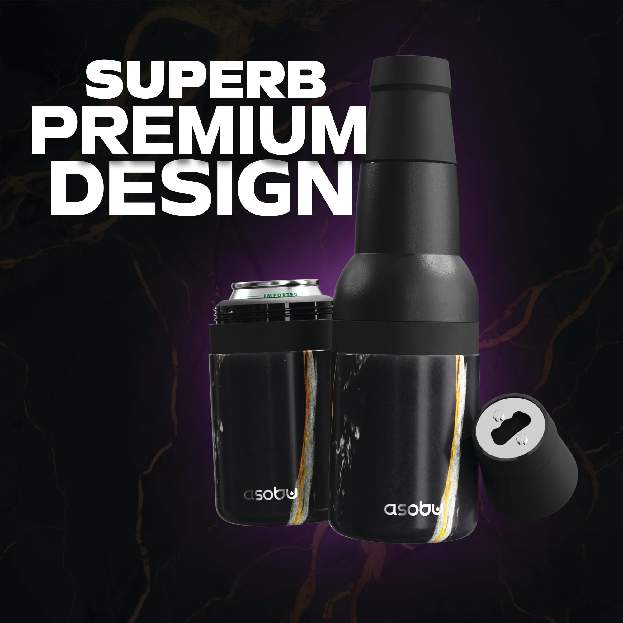 Asobu Frosty Beer Holder 2 Go double-wall insulation preserves cold temperatures longer.