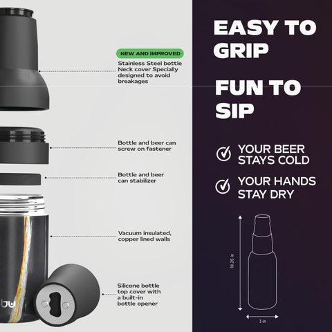 Asobu Frosty Beer Holder 2 Go sweat-proof body stays comfortable in hot weather.