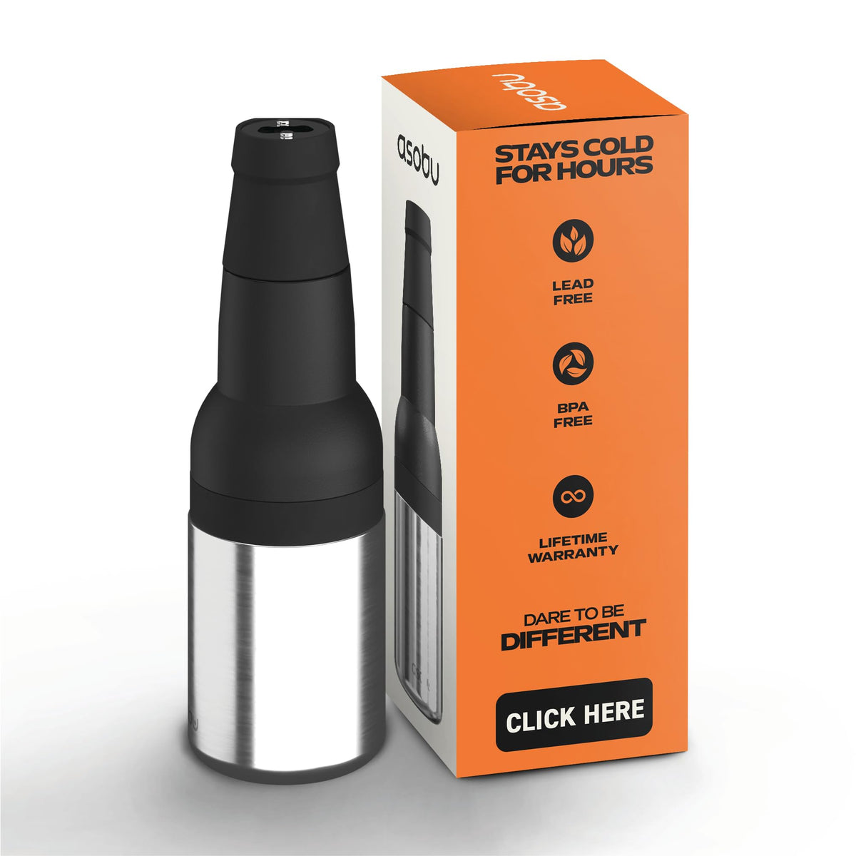Asobu Frosty beer holder keeps bottles and cans cold on all-day adventures.