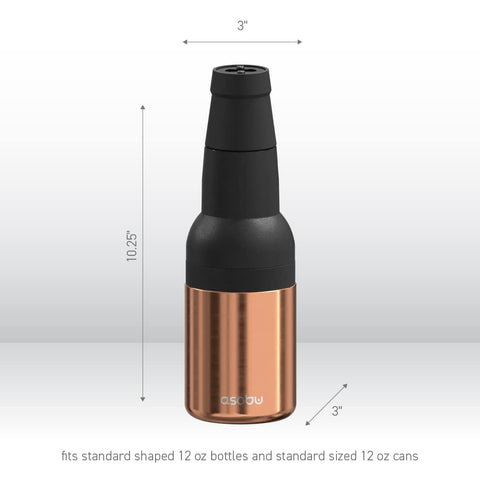 Asobu Frosty Beer Holder bottle-in-use illustrating long-lasting cold for your drink
