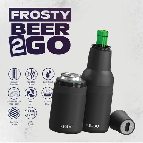 Asobu Frosty Beer Holder built-in bottle opener in action for easy opening.