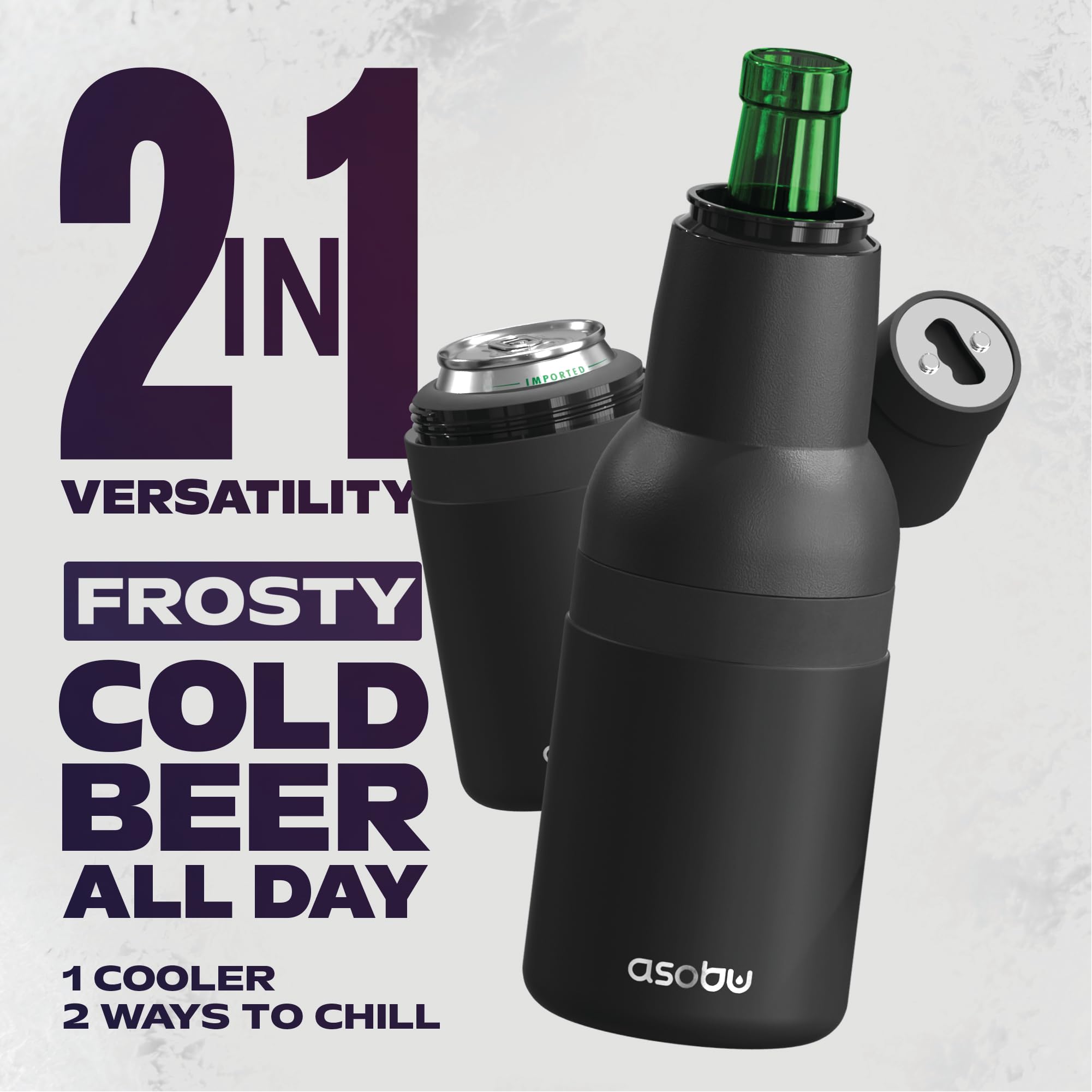 Asobu Frosty Beer Holder demonstrates can option and cooling membrane.