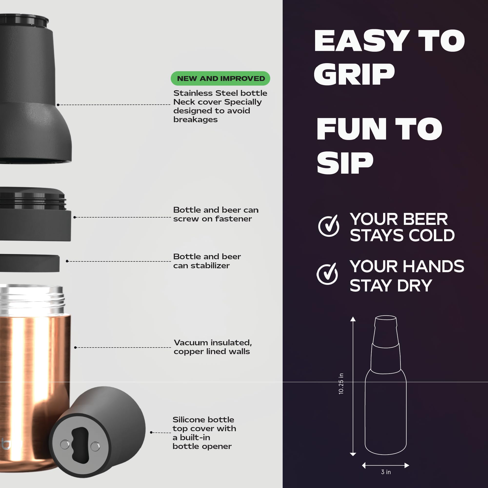 Asobu Frosty Beer Holder easy grip for one-handed transport